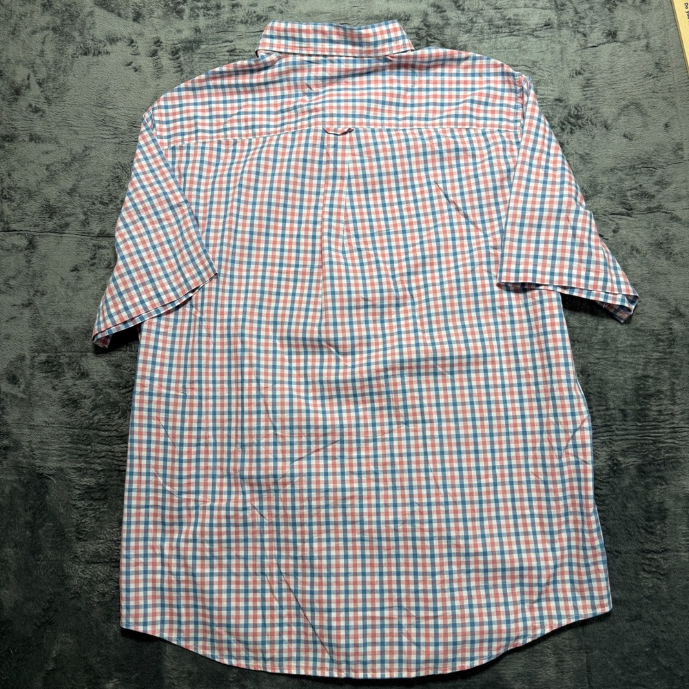 Chaps Button Down Men‎ XXL Red White Blue Gingham Short Sleeve Shirt 1667638 - Picture 5 of 10